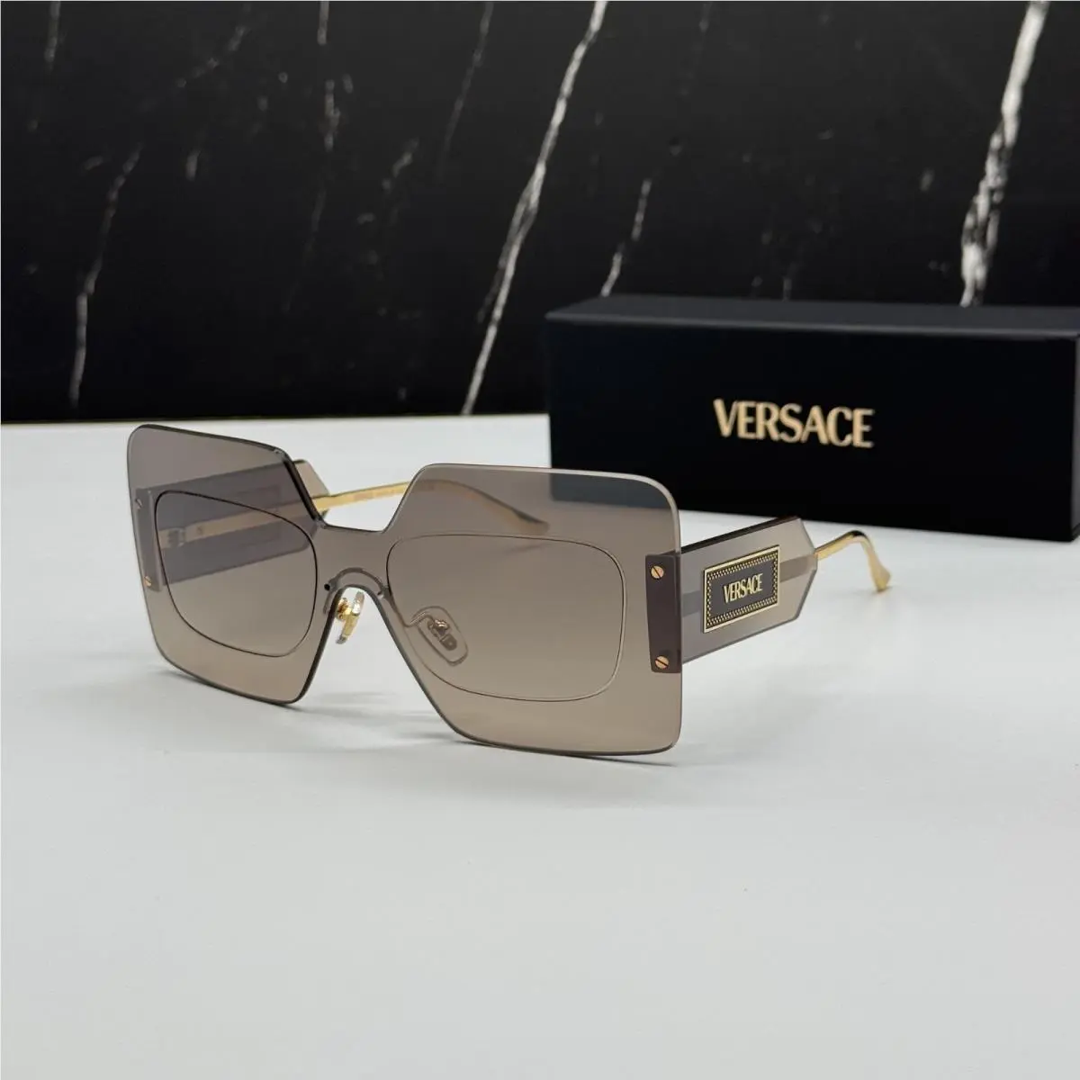 Versace Square Brown Gold Women Sunglasses VE2277 10026I