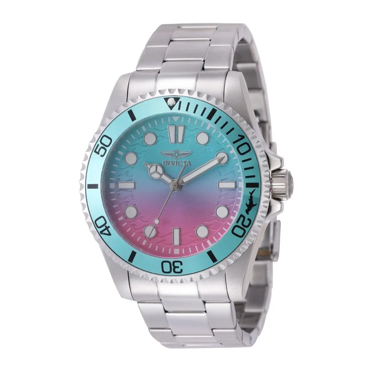 Invicta Pro Diver Men`s 43mm Watch Stainless Ltblue/pink Gradient Dial 50931