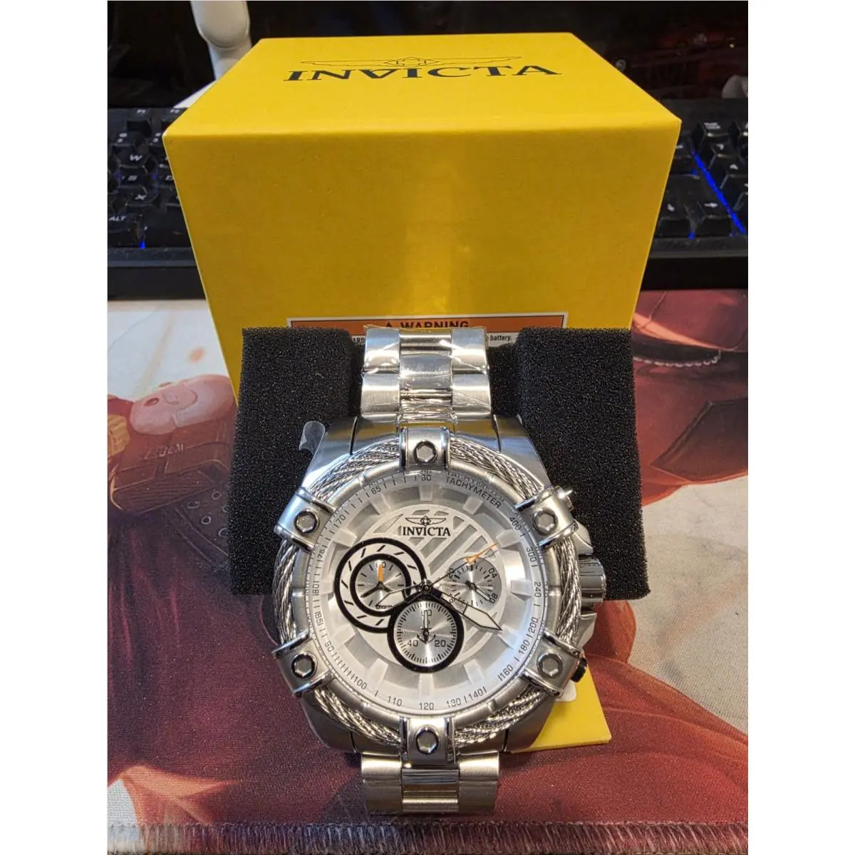 Invicta 69797 Vakir Men`s Quartz Chrono Tachymeter 50mm SS 100m w/ Box Bolt