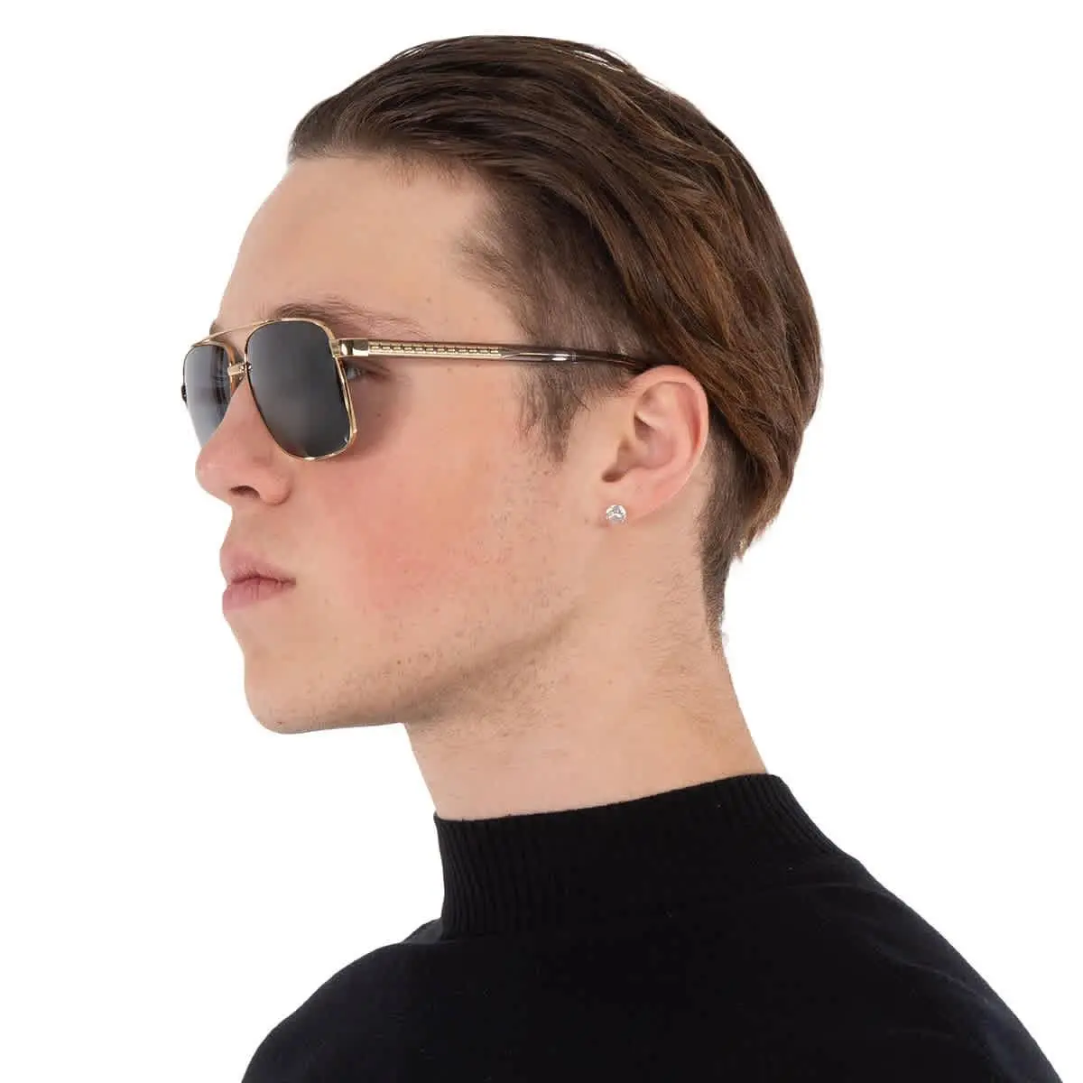 Versace Polarized Dark Grey Mirror Silver Navigator Men`s Sunglasses VE2174