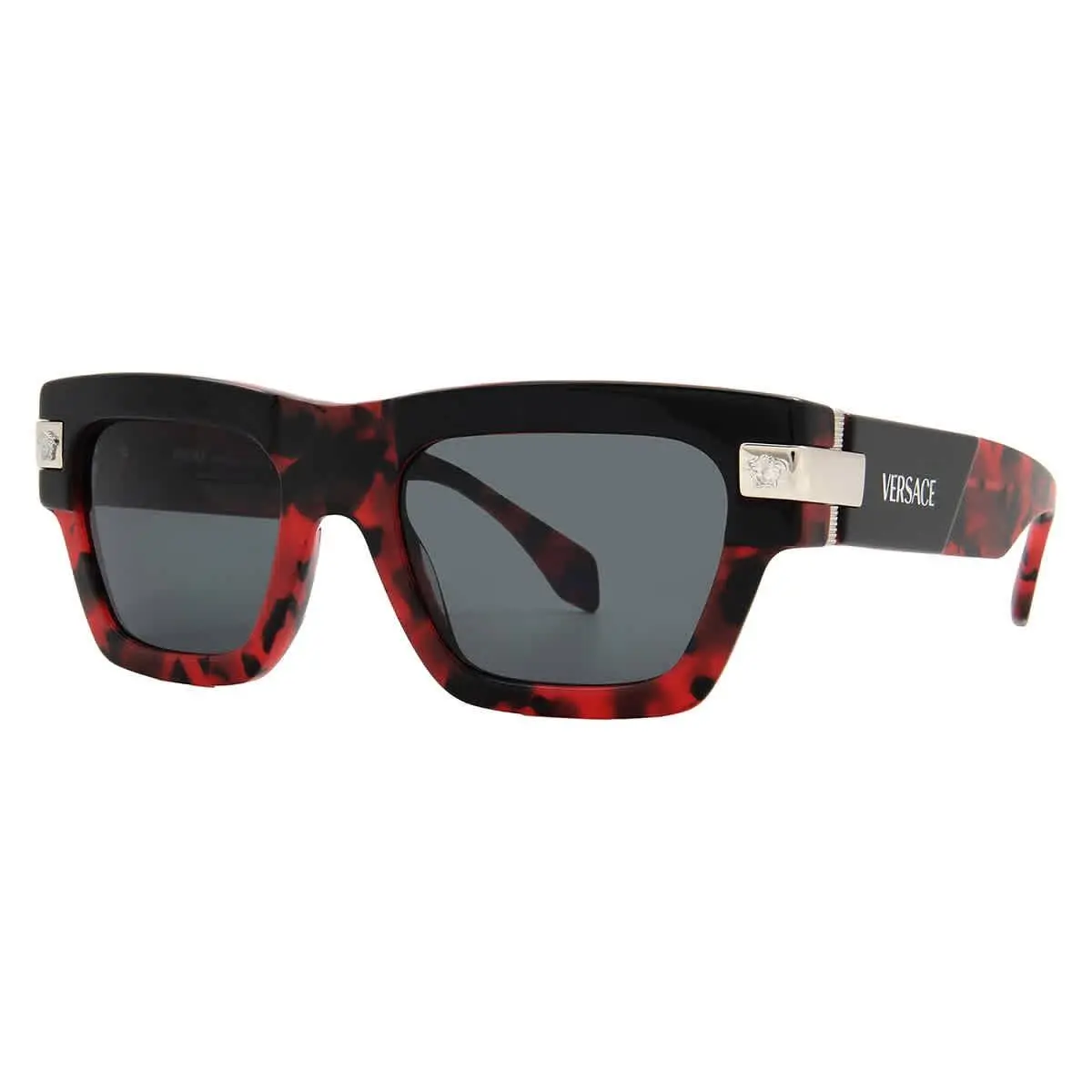 Versace Dark Grey Rectangular Men`s Sunglasses VE4464 545787 52 VE4464 545787 52