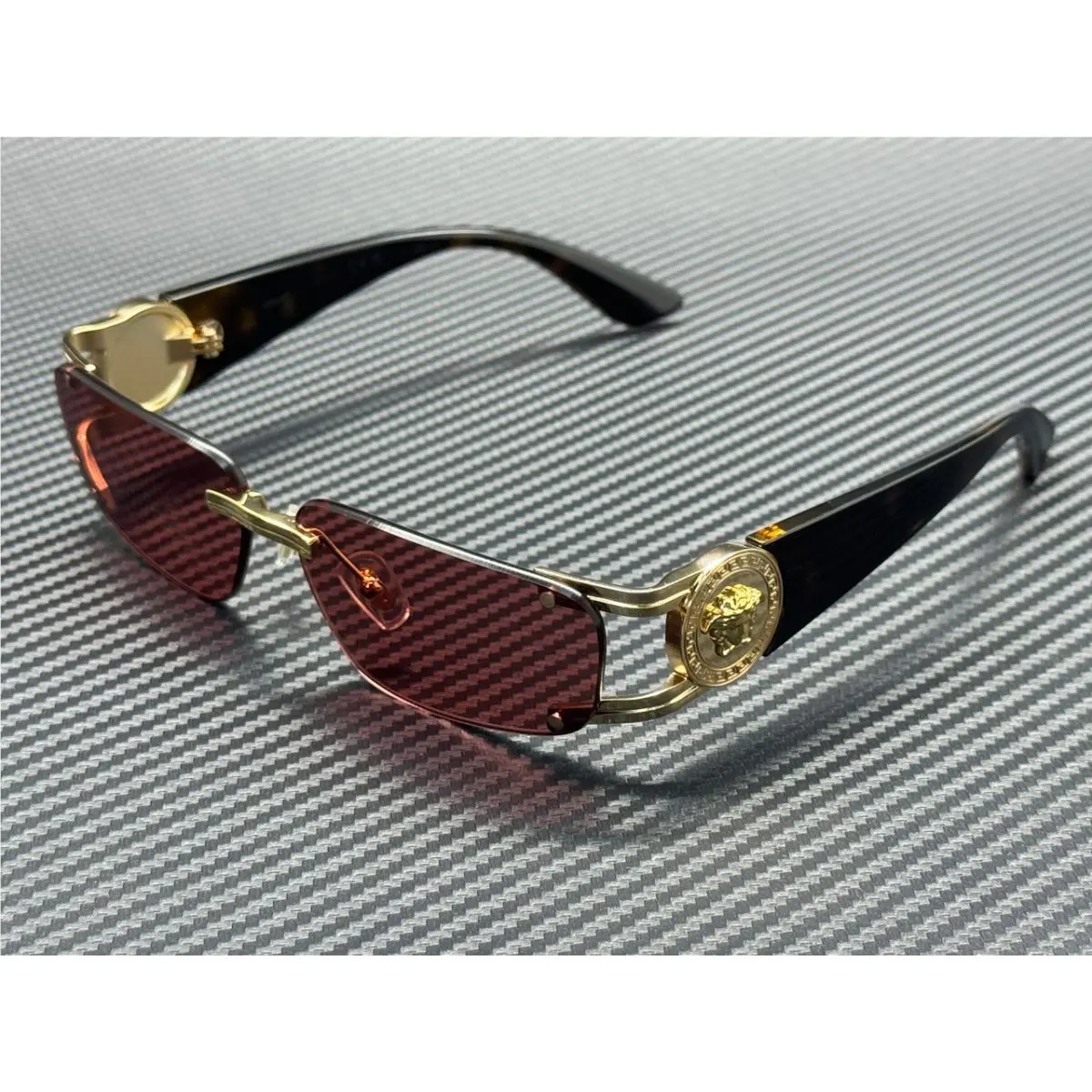 Versace VE2291 100275 Gold Red Hiper 8 Men`s 59 mm Sunglasses