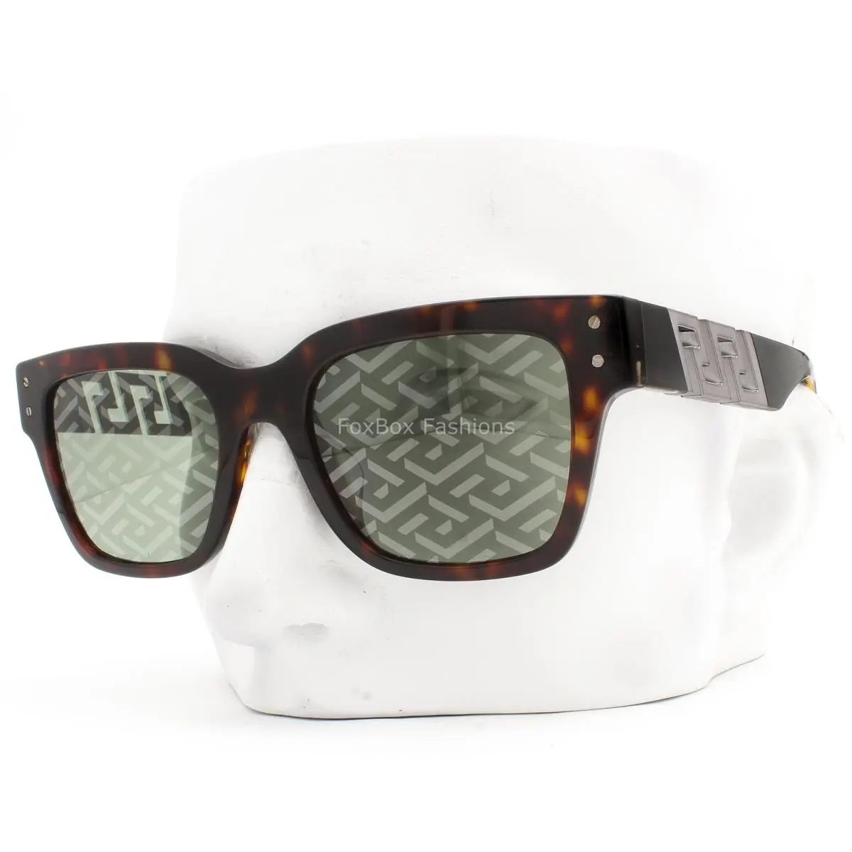 Versace Sunglasses Brown Havana Silver Logo Mirror VE 4421F 108/V8 with Case