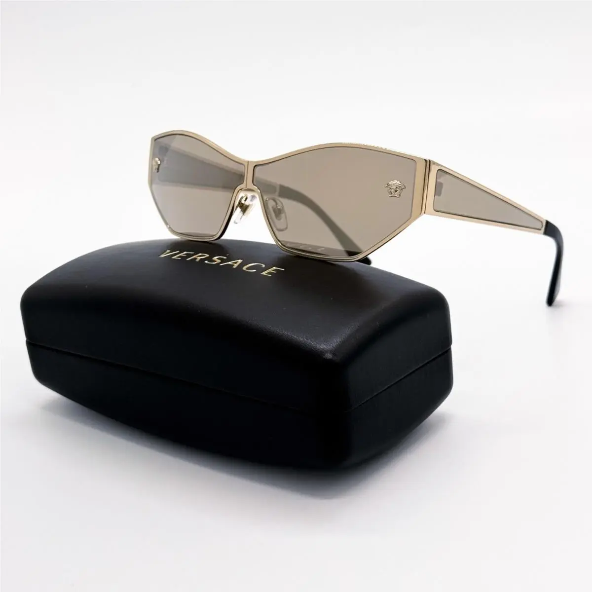 Versace VE2205 1252/5A Gold Gray Geometric Women Sunglasses