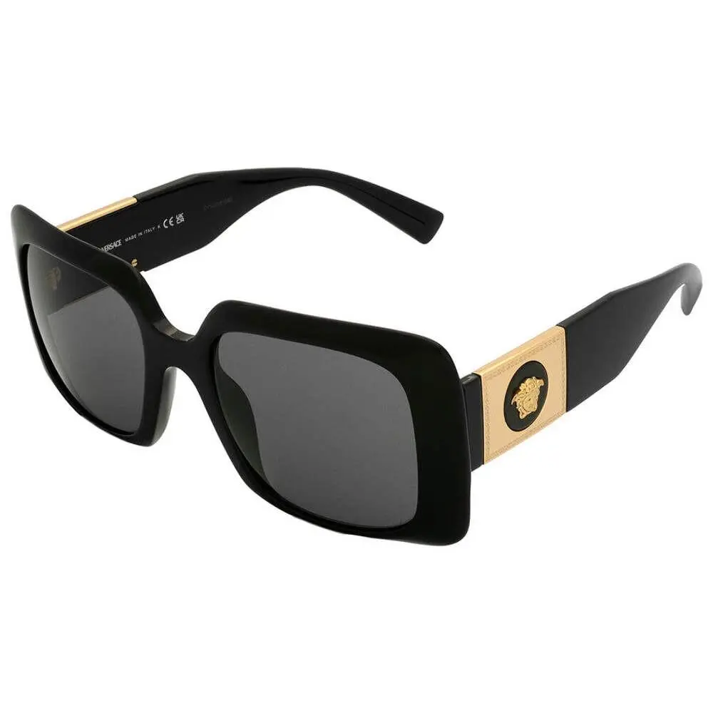 Versace Sunglasses Black Square Oversized Gold Medusa Mod VE 4405 GB1/87 54mm