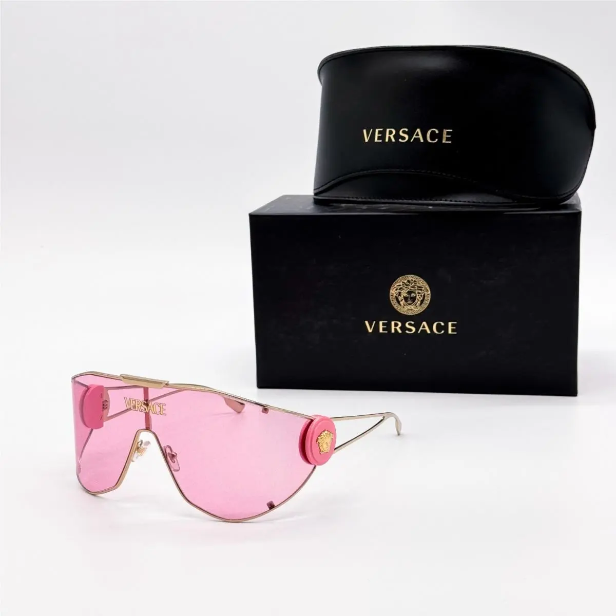 Versace Versave VE2268 1002/84 Oversized Pink Shield Sunglasses