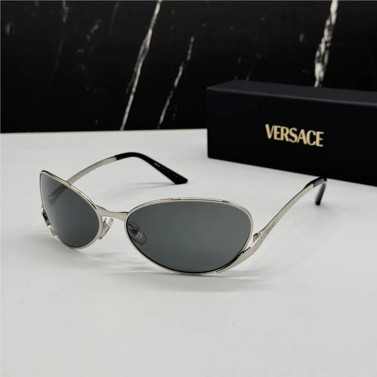 Versace Silver Gray Sunglasses VE2285 100087