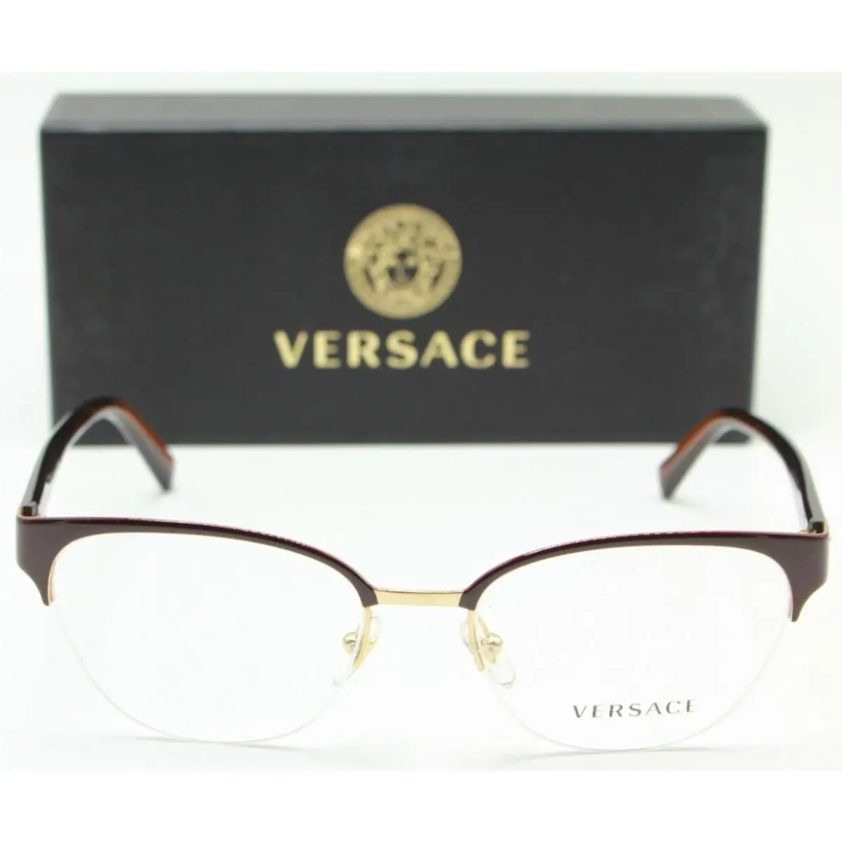 Versace Mod. 1255-B 1435 Burgundy Gold W/brown Temple Eyeglasses 52-18