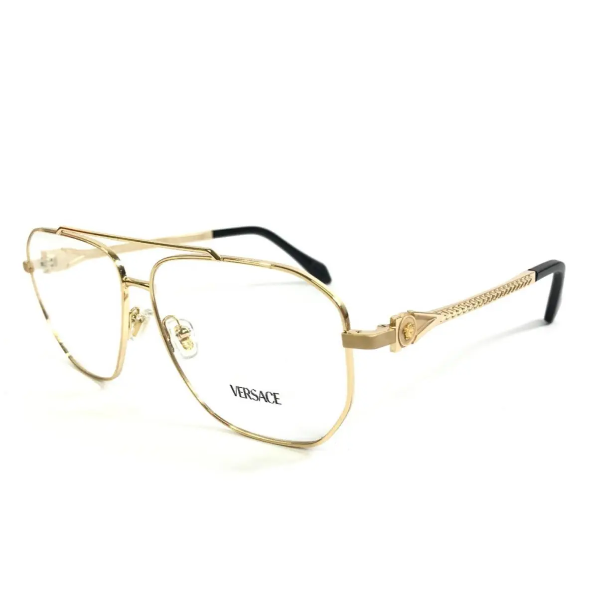 Versace Eyeglasses Frames Mod. 1307 1002 Shiny Gold Aviator Full Rim 59-12-140