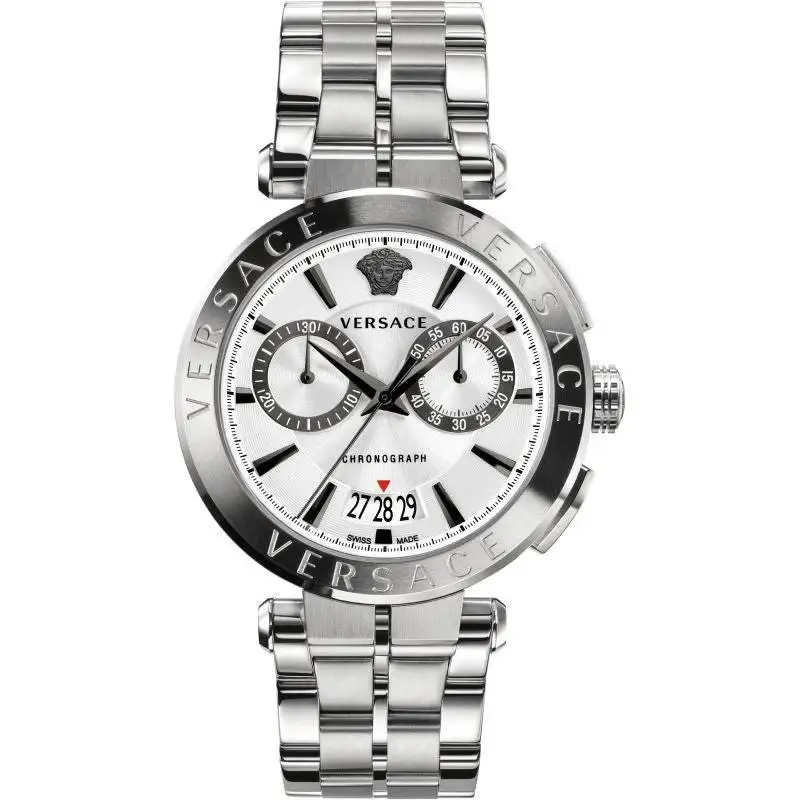 Versace Men`s Watch White Dial with Silver Bracelet VBR040017