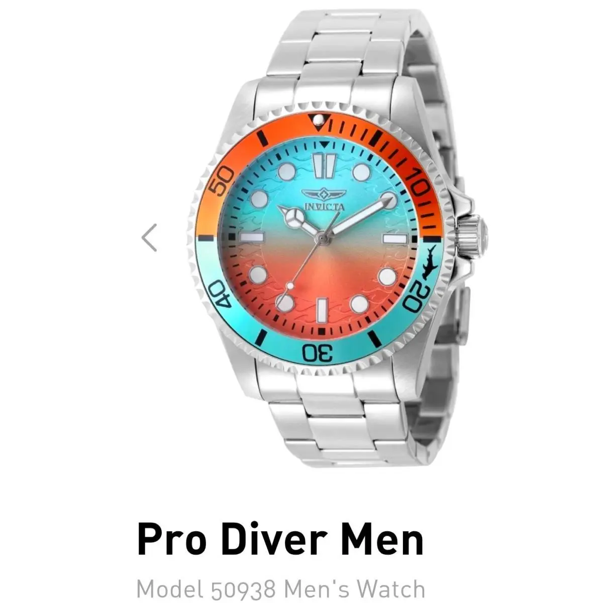 50938- Invicta Pro Diver Men 43mm Stainless Steel Orange + Blue Dial PC21 Quartz