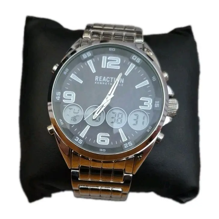 Kenneth Cole Reaction Men Watch In Black - Dial: Black, Band: Silver, Bezel: Silver