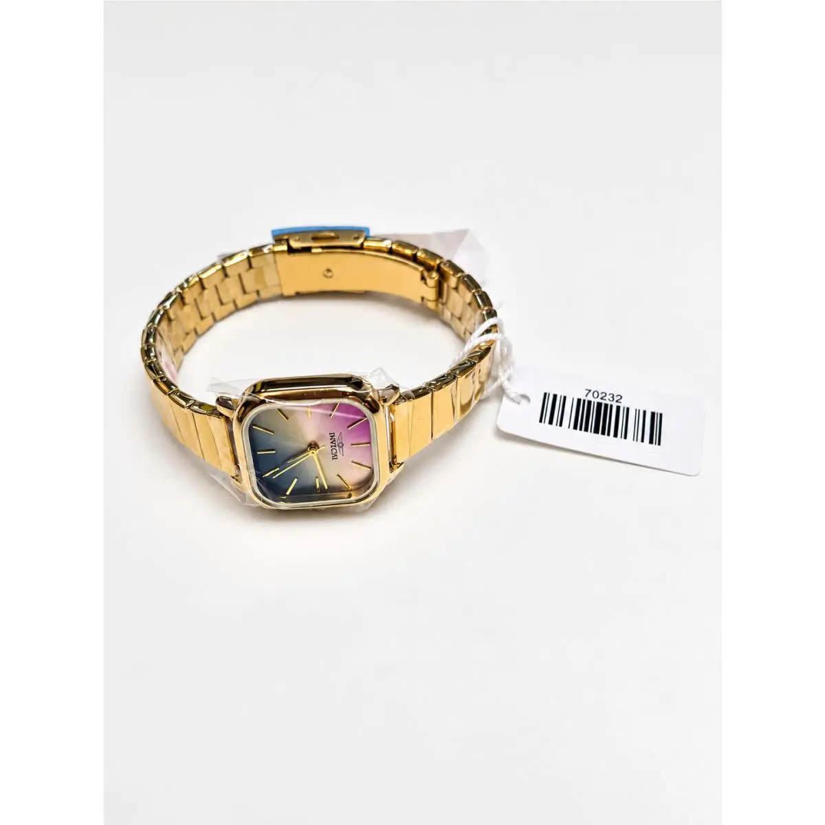 Invicta Celestial 70232 Women’s Gold-tone Square Watch with Iridescent Dial