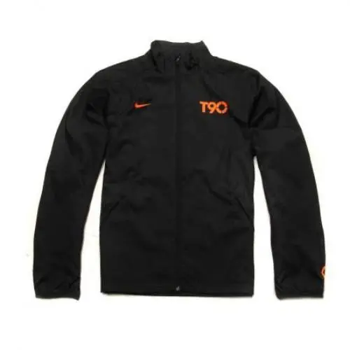 Nike T90 Woven Black Orange Water Resistant Soccer Full Zip Jacket Mens XL