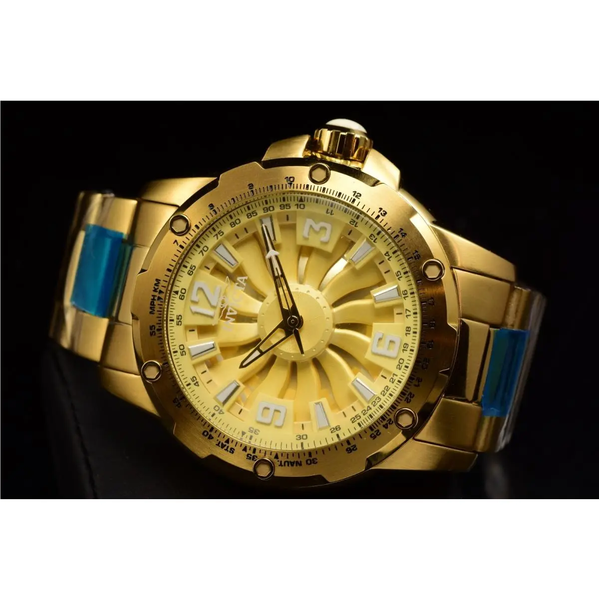 Invicta Men`s S1 Rally Automatic Gold Dial Gold Tone SS Tachymeter Watch