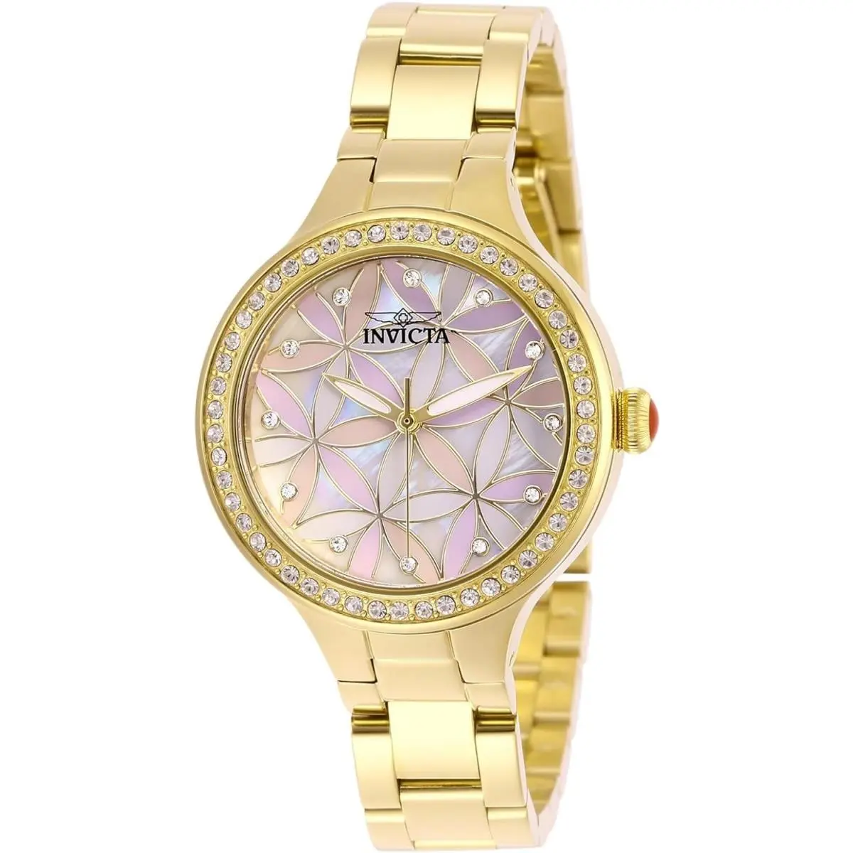 Invicta Women`s Wildflower Quartz 3 Hand White Dial Gold Steel Watch 28822