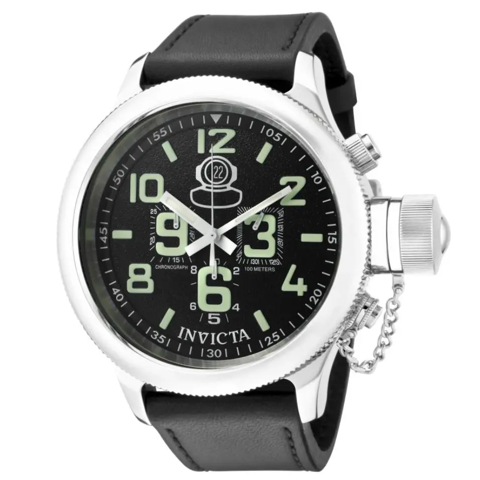 Invicta Russian Diver Men`s 52mm Swiss Chronograph Luminous Leather Watch 7000