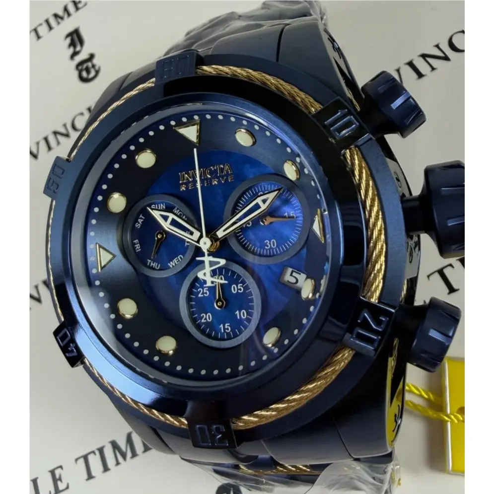 Invicta Reserve Bolt Zeus Blue Label Swiss Ronda Men`s Watch W/mop Dial 35323