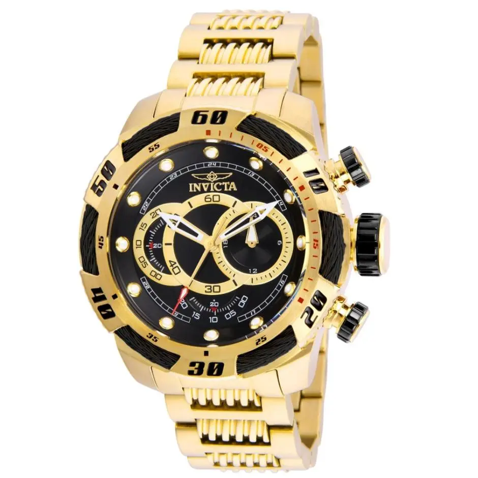 Invicta Speedway Bolt Chronograph Men`s 50mm Large Gold Black Dial Watch 25484
