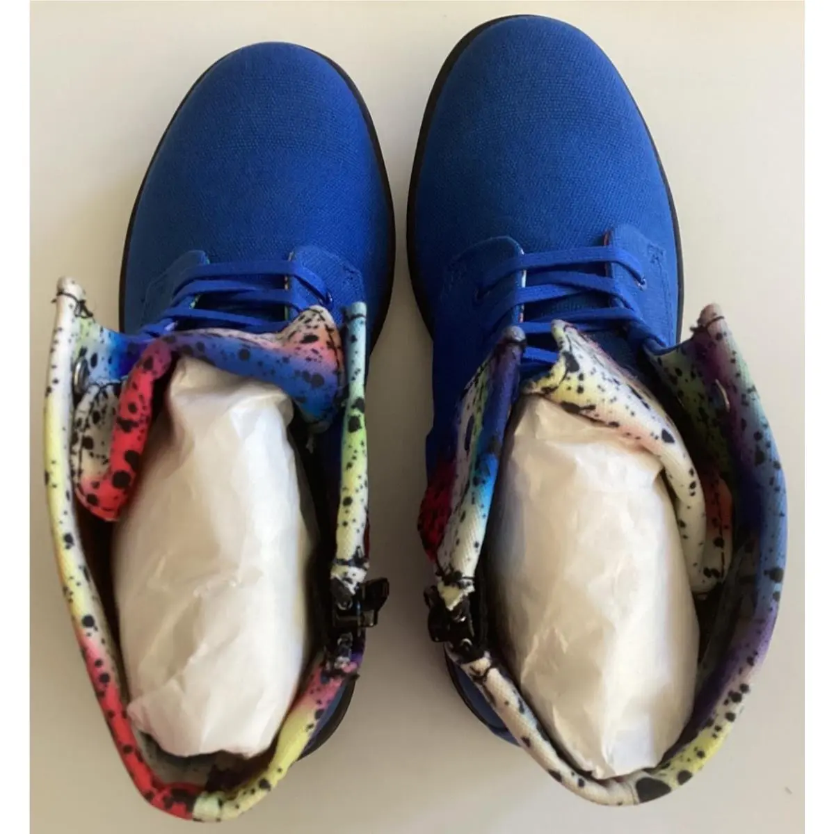 Dr. Martens shoes - Dr Martens CLOVER AirWair - CLOVER AirWair - Royal Blue (Clover) with Multi-Color Paint Splatter Design 1