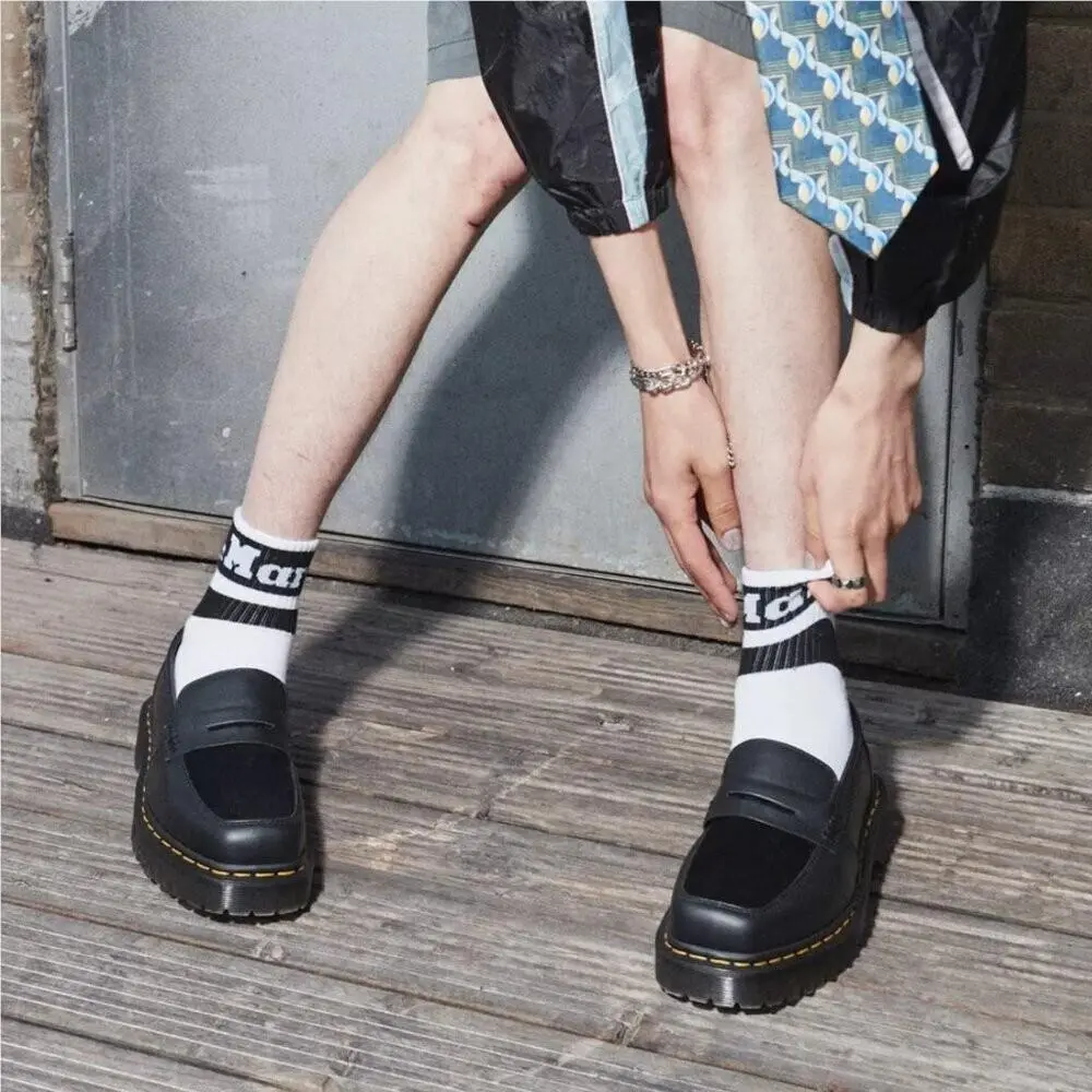 Dr Martens Penton Bex Square Toe Hair-on Leather Loafers Chunky Women`s 7