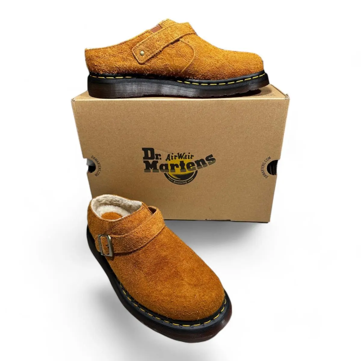 Dr. Martens shoes - Dr. Martens Isham Shearling Line Slingback Mules Sandals Unisex - Isham Pecan Brown (UPC: 190665581287) 0