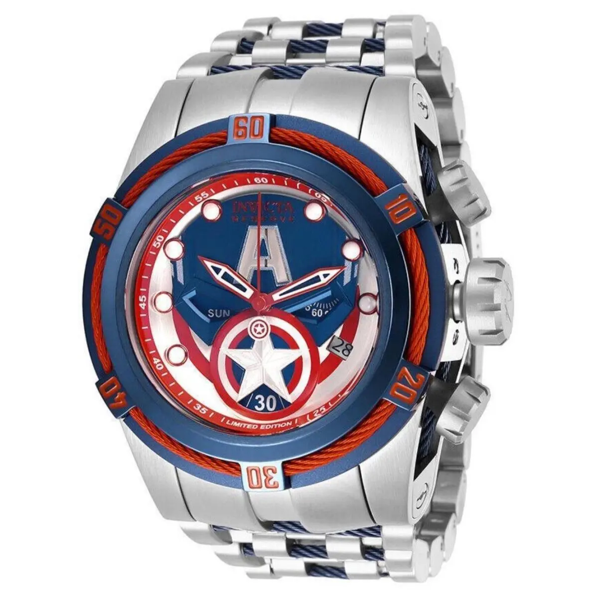 Invicta Men`s Marvel Captain America Watch Model 50734 Zeus Bolt
