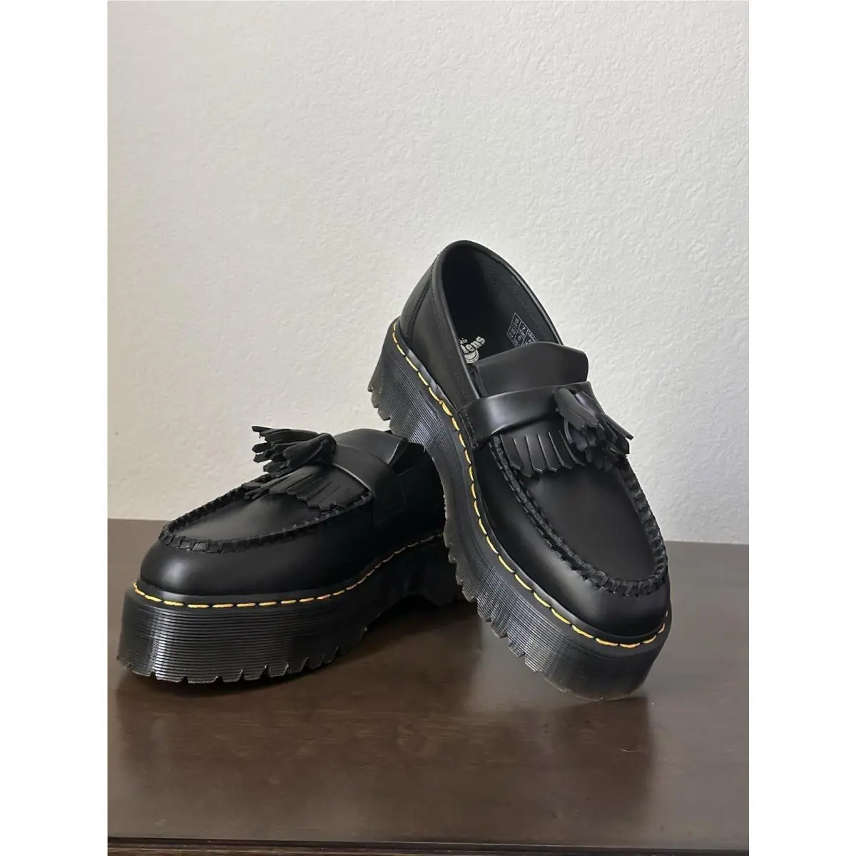 Dr.martens Adrian Smooth Leather Black Tassel Loafers Women US Size 7M Men Sz 6M