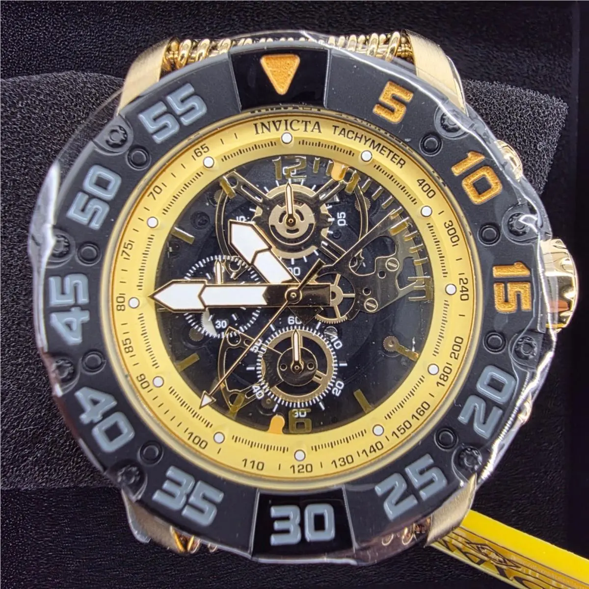 Invicta Reserve Venom Mens Gold Tone Shark Mesh Skeleton Chronograph Watch 32040