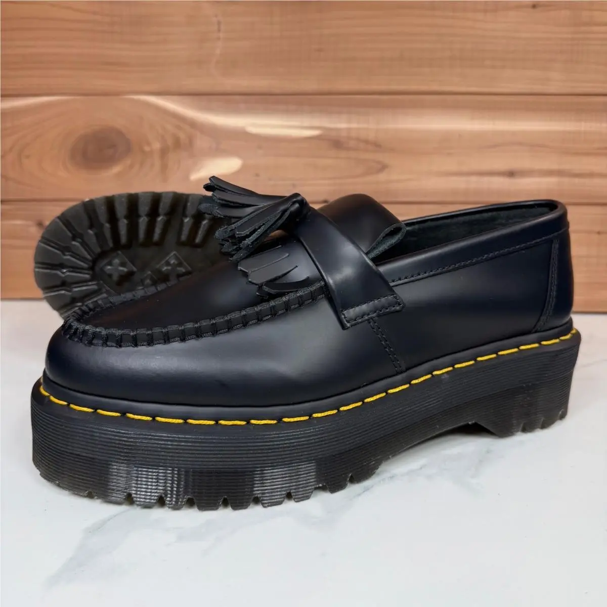 Dr Adrian Leather Platform Tassel Loafers Womens 9 Black Chunky Grunge by Dr. Martens