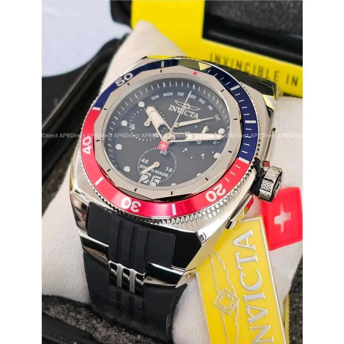 Invicta - Swiss Made 8040.N Day Retrograde Sapphire 52mm Pepsi Bezel Mens Watch