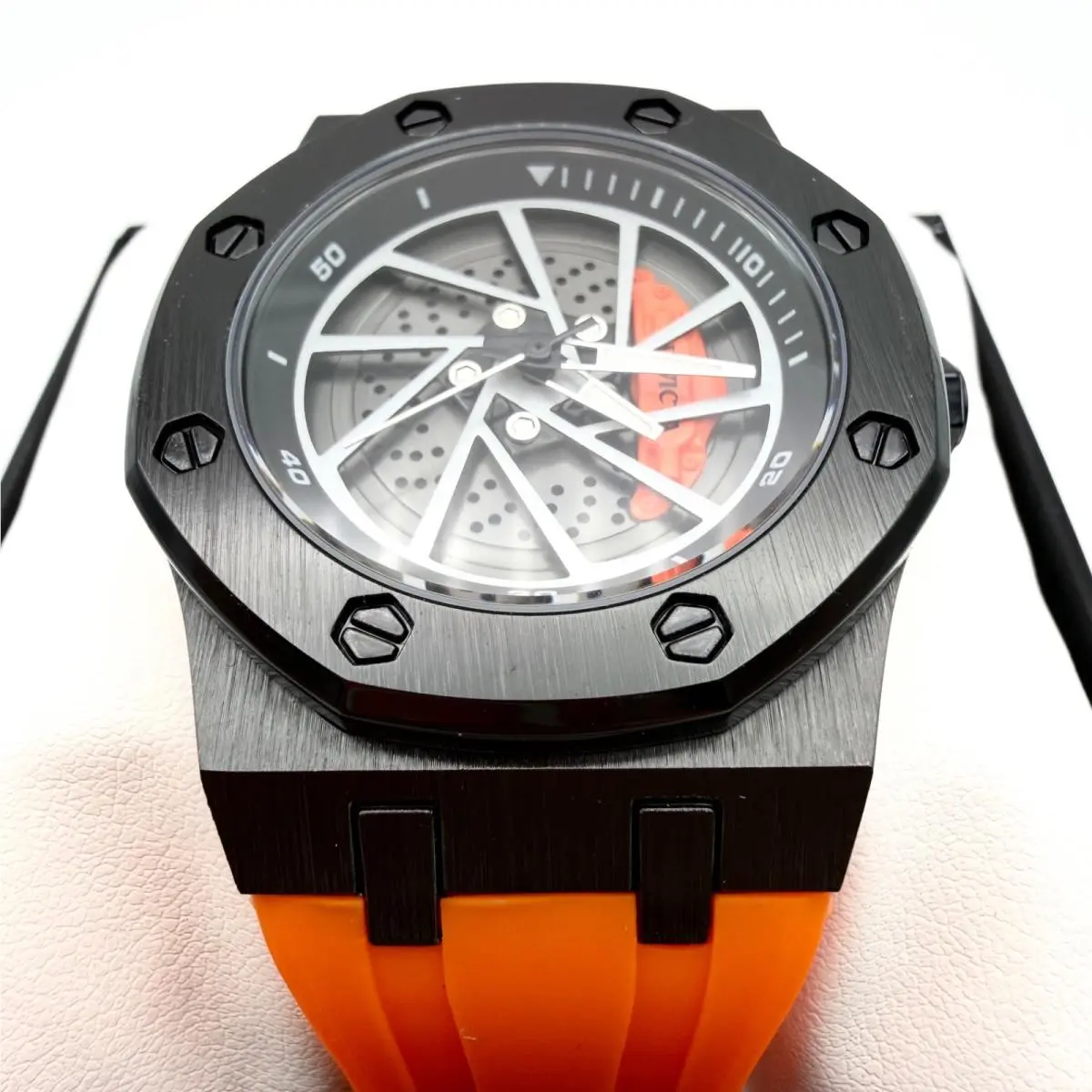 Men`s Invicta Royal Oak Orange Offshore Black Stainless Steel Watch XL