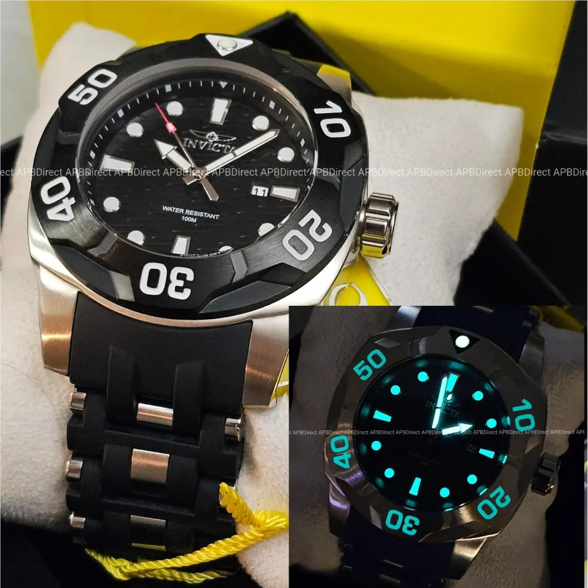 Invicta - Sea Spider - Lume Dial Bezel Black Textured Dial Quartz Mens Watch