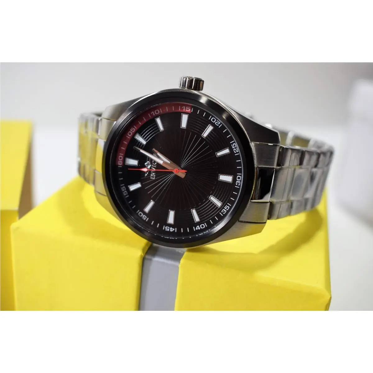 Invicta Men`s Specialty Watch Black Textured Dial Stainless Steel 12829