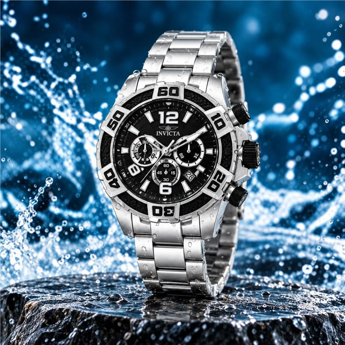 Invicta Pro Diver Scuba Men`s 50mm Black Carbon Fiber Dial Steel 51015