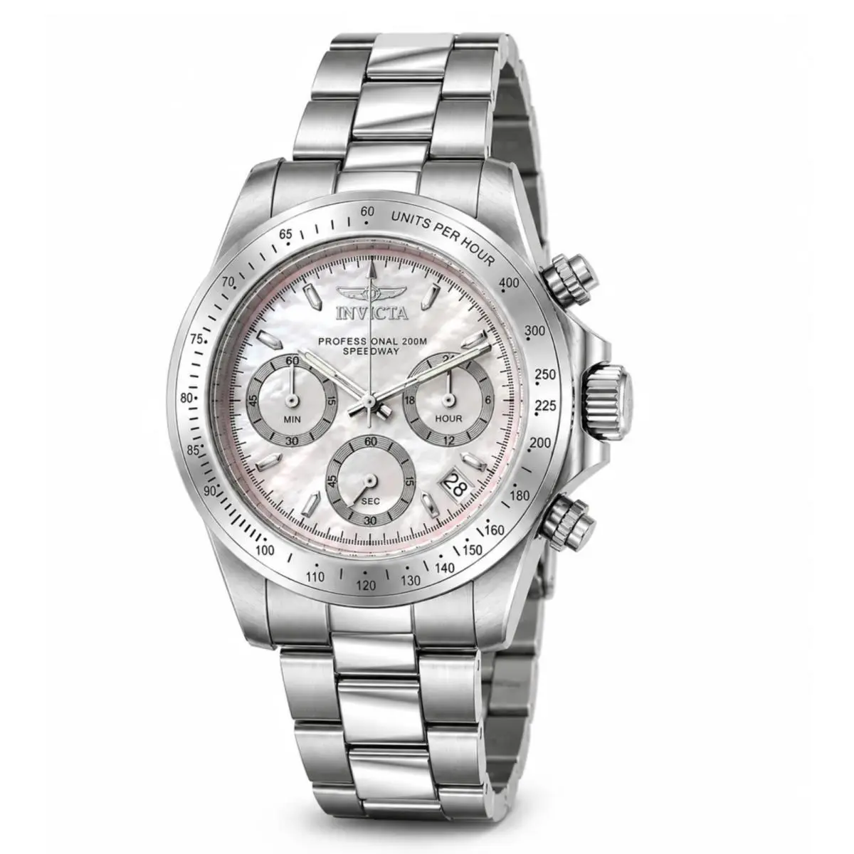 Invicta Speedway Professional White Mother of Pearl Dial 40mm Chrono Watch 50818