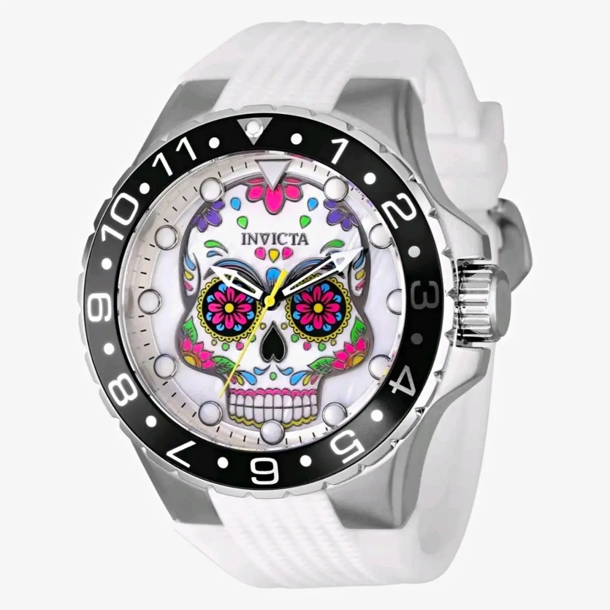 Invicta Aviator Dia De Los Muertos Men’s 48mm Quartz Skull Dial 100m Watch