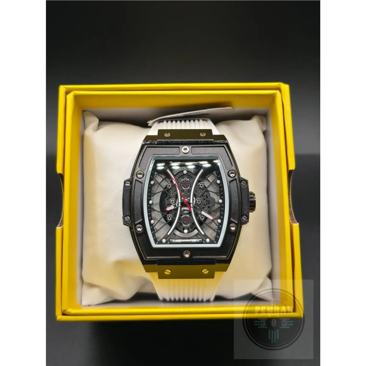 Invicta 69844 S1 Rally Men`s 50mm Quartz Black Dial White Silicone Watch