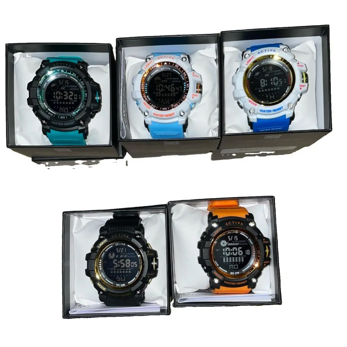 Lot of 5 Activa X Invicta F2 Digital Watches ACW8020-004 to 006 008-009 Box 4