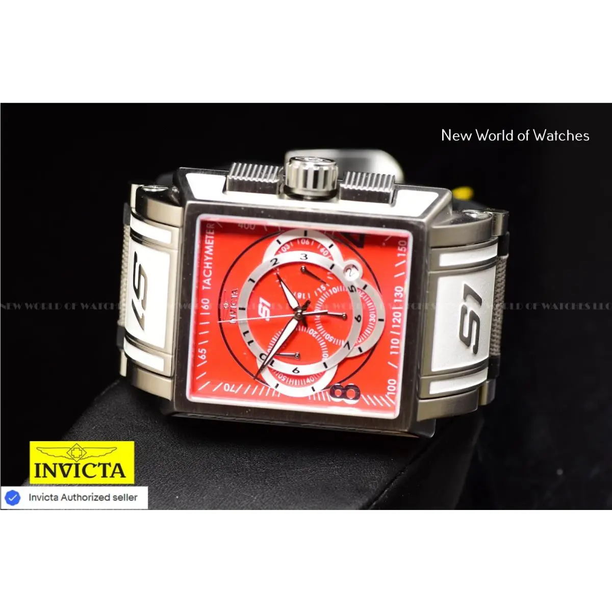 Invicta S1 Rally Red/silver 44mm Chronograp Polyurethane/ Nylon Strap Watch