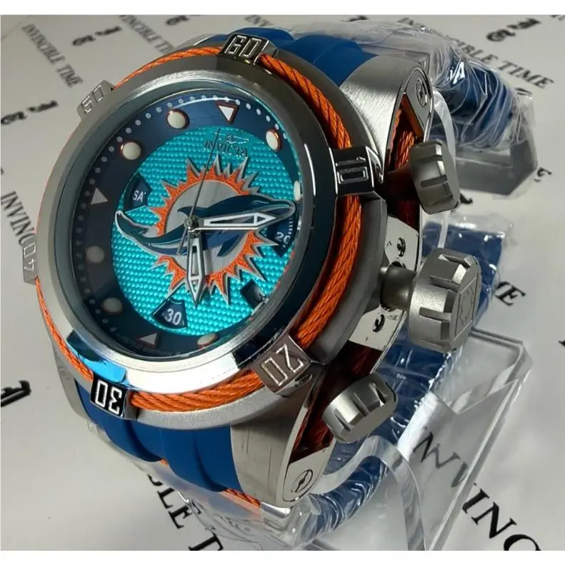 Invicta Nfl Miami Dolphins Bolt Zeus Swiss Ronda Z60 Caliber Men`s Watch 41436