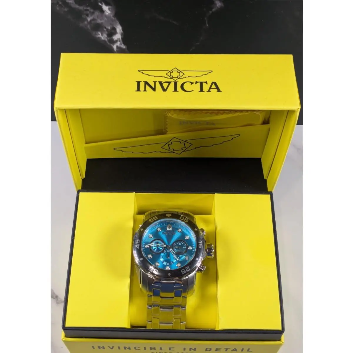 Invicta Pro Diver 47735 Men`s Chronograph Blue Dial 200M Stainless Steel
