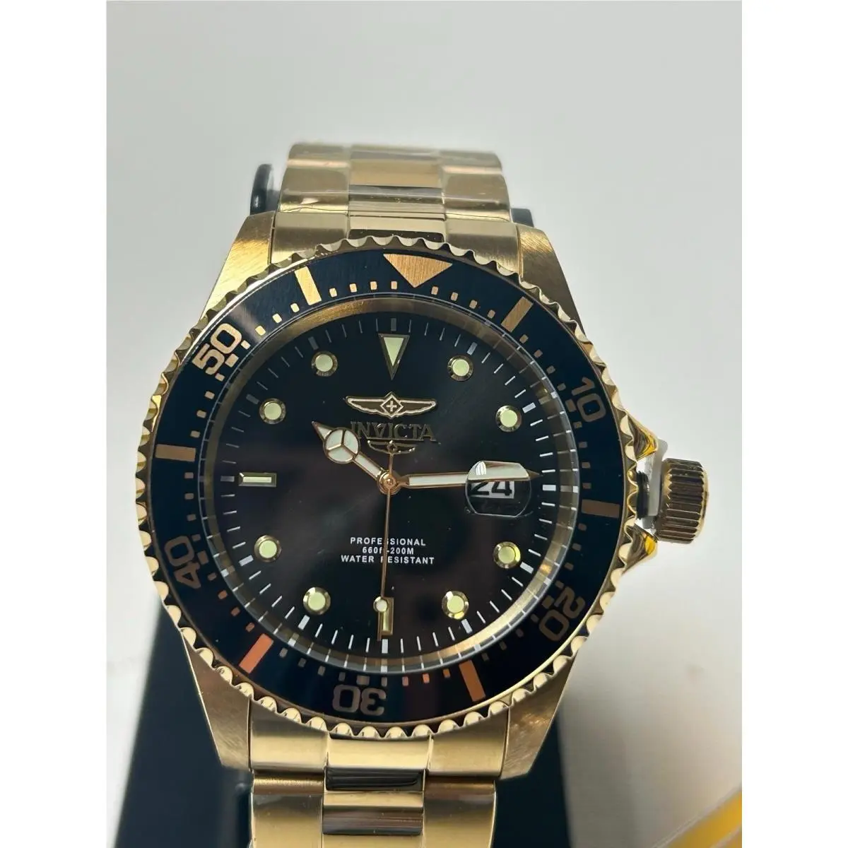 Invicta Pro Diver 22062 43mm Gold/black Quartz 200m Stainless Steel Men’s Watch
