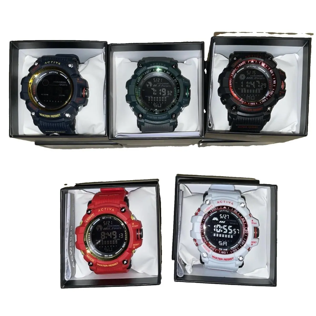 Activa X  F2 Digital Watch Lot 5 - Models ACW8020-011 to 015-56mm Box4 by Invicta
