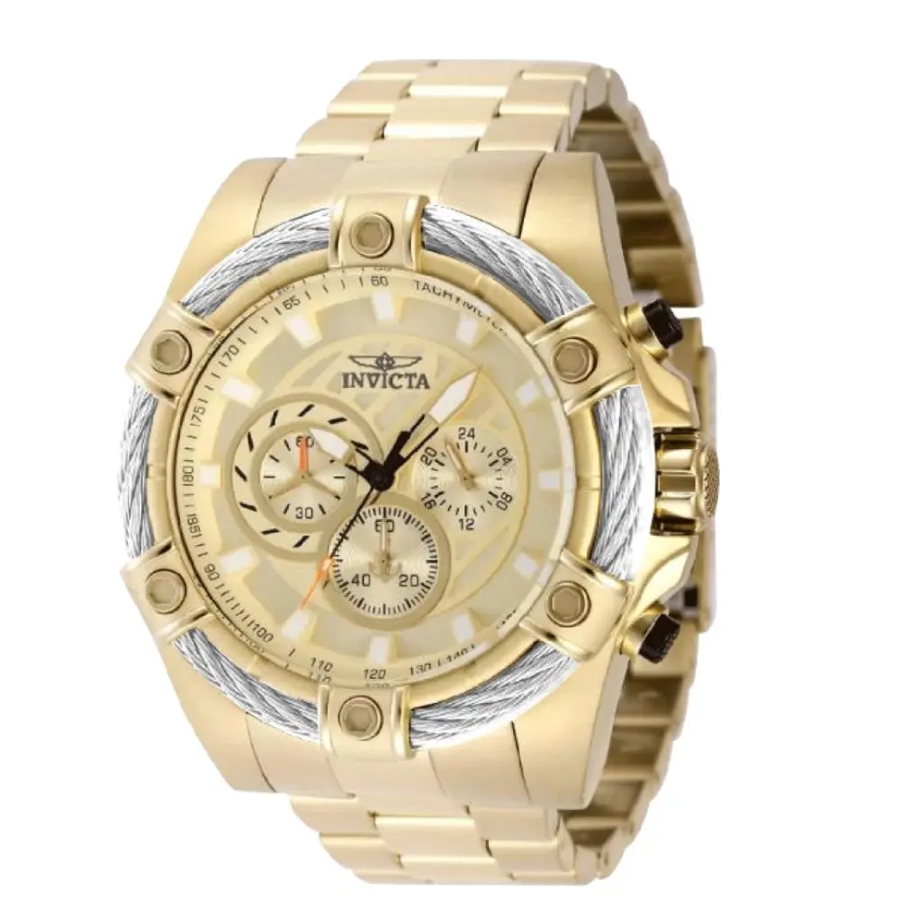 Invicta Bolt Cable Valkir Triple Gold Men`s 52mm Quartz Chronograph Watch 69798