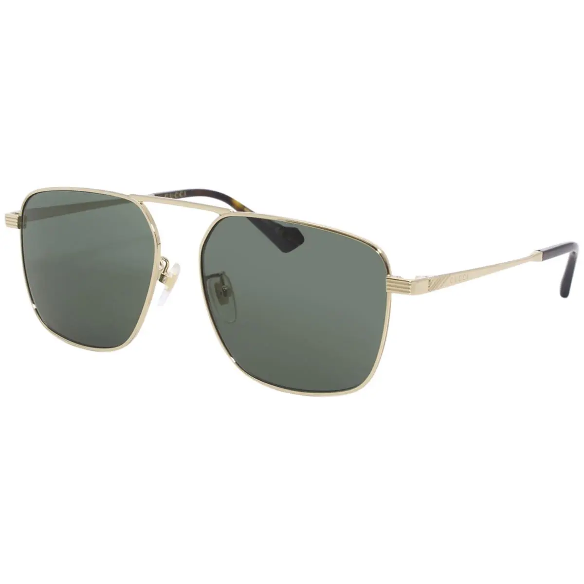 Gucci Seasonal-icon GG0743S 004 Sunglasses Men`s Gold/green Lenses Square 57mm