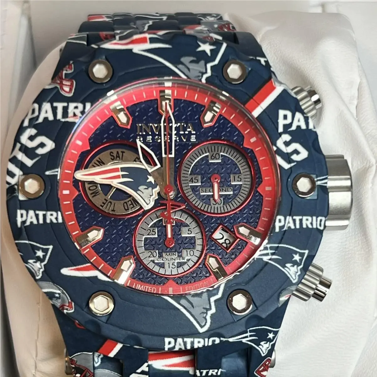 England Patriots Invicta 52mm Mens Quartz Watch 34732