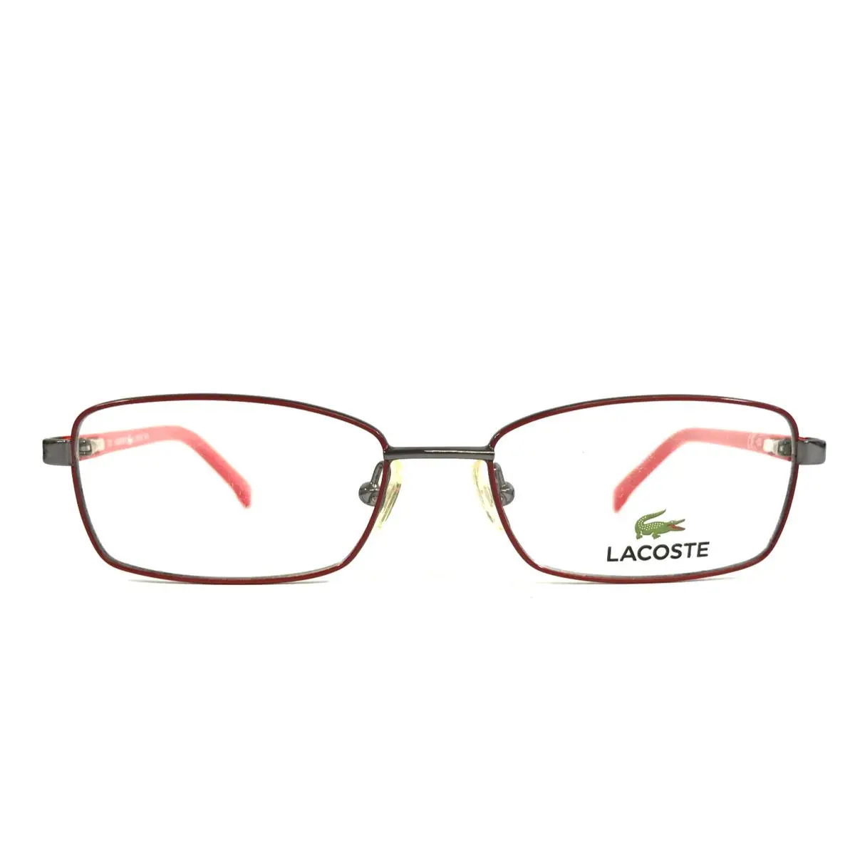Lacoste Petite Eyeglasses Frames L3102 045 Red Silver Rectangle 48-15-125