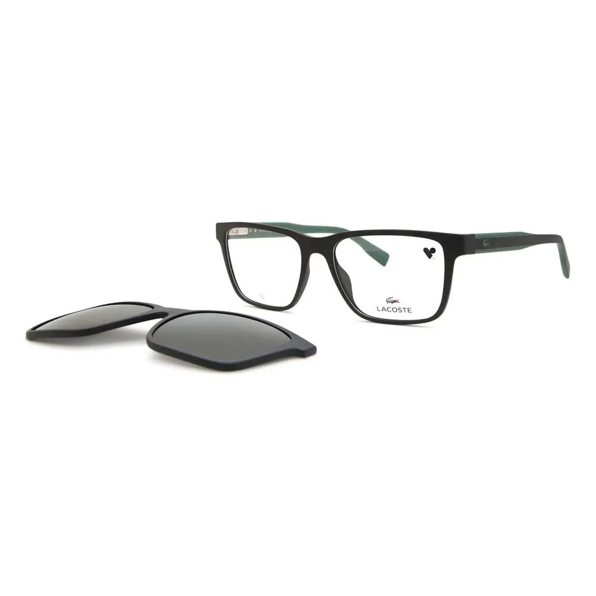 L6010MAG-SET 002 Matte Black Green Clipon 55 17 145 by Lacoste