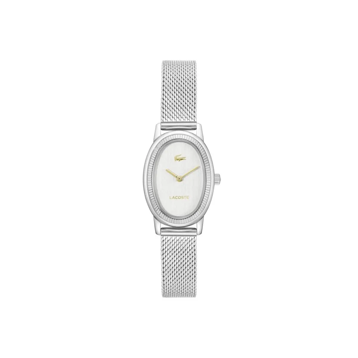 Parisienne Women`s 2H Watch – Oval Case Fluted Bezel 22 Silver by Lacoste